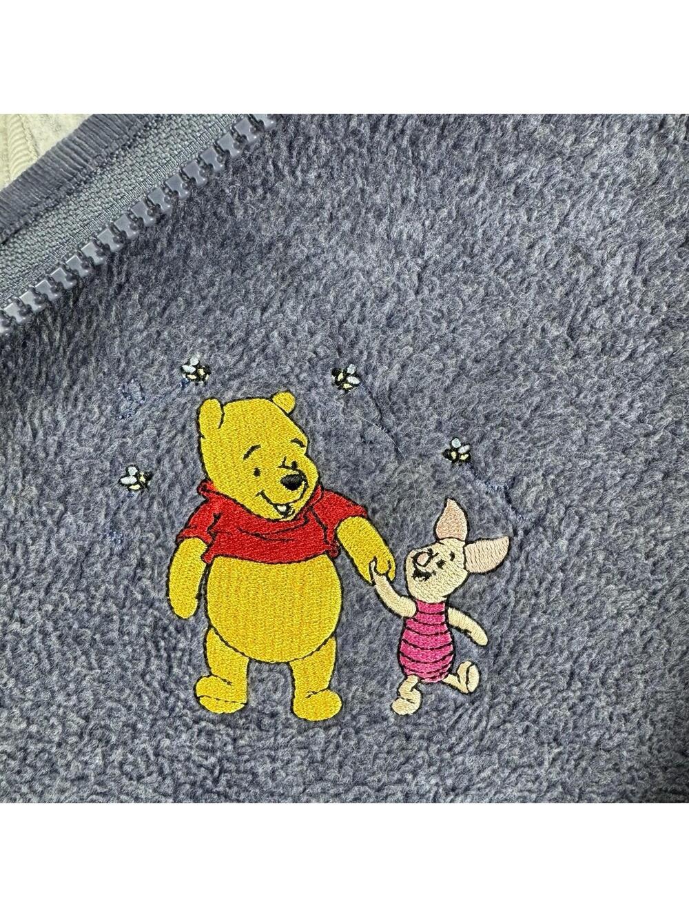 Vintage Walt Disney World Winnie the Pooh Piglet Fleece Jacket Women M Blue Y2K - Picture 7 of 9
